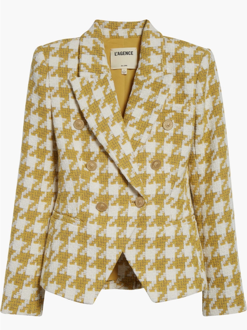 🌟 NWT ⭐️ L’AGENCE Marie Tweed Double Breasted Blazer Houndstooth  [SIZE 10] - Picture 7 of 11